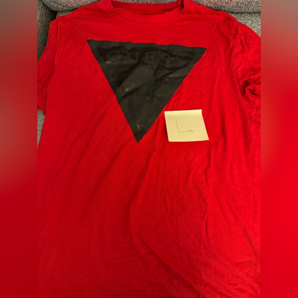 GUESS Men's Red Tee with Black Triangle